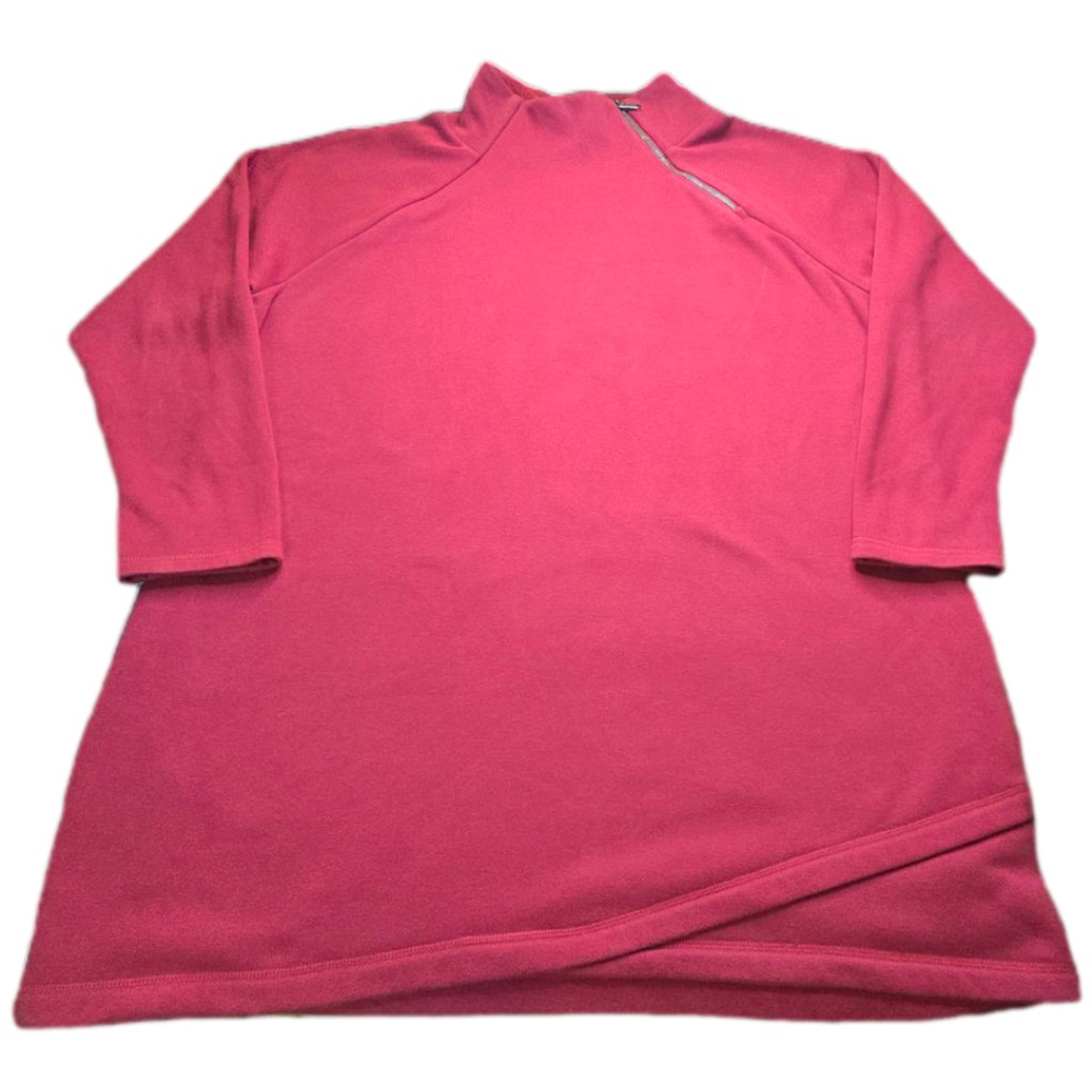 Athleta Cozy Karma Pullover 2X Pink Asymmetrical Zip Sweatshirt
